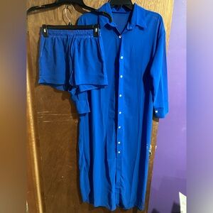 Bright Blue Beach Shirt and Shorts